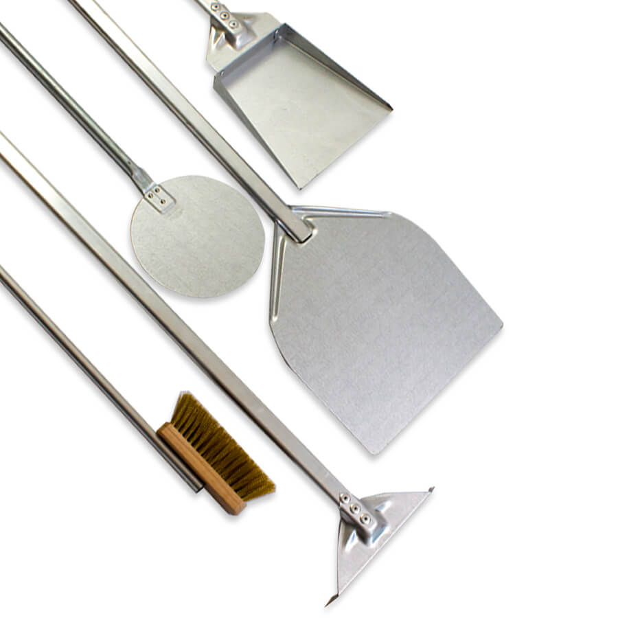 The Verona Professional 5-Piece Stainless Steel Pizza Peel & Maintenance Set